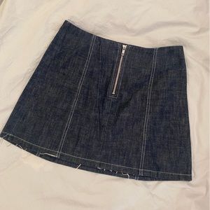 Urban renewal denim a-line zippered skirt.
